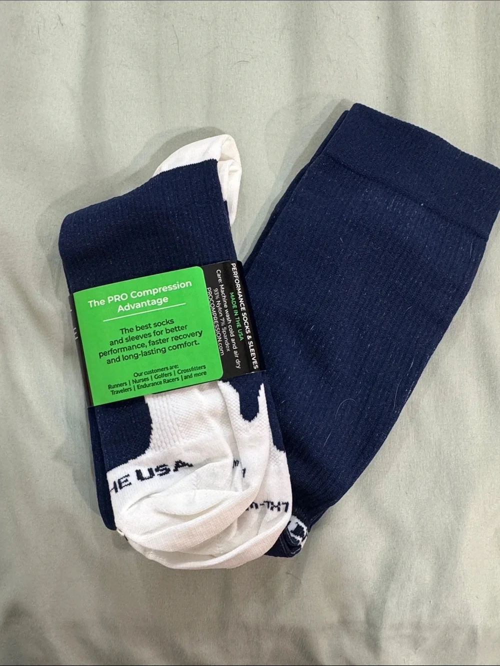Pro Compression Women’s Navy & White Compression Socks L/XL Wide
